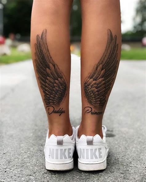 leg tattoo angel